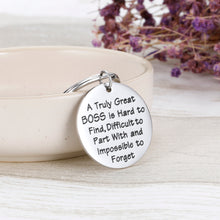 Load image into Gallery viewer, Boss Appreciation Gift Keychain for Supervisor Leader Manager Thank You Mentor Retirement Leaving Birthday Christmas Gifts Goodbye Leaving Gift Keyring for Coworker Colleague Women Men
