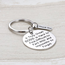 Load image into Gallery viewer, Boss Appreciation Gift Keychain for Supervisor Leader Manager Thank You Mentor Retirement Leaving Birthday Christmas Gifts Goodbye Leaving Gift Keyring for Coworker Colleague Women Men
