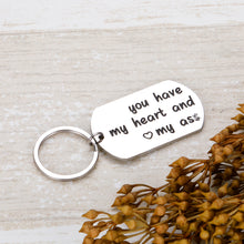 Load image into Gallery viewer, Funny Anniversary Keychain Gifts for Him Her Husband Boyfriend You Have My Heart Love Engagement Key chain Couple Wife Girlfriend Keyring for Christmas Birthday Valentine&#39;s Day Men Woman
