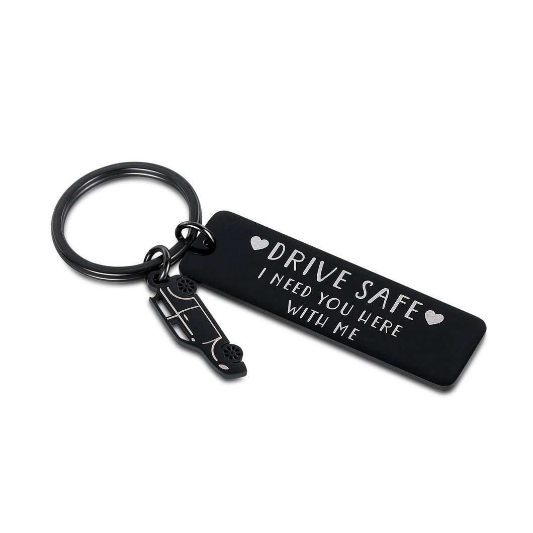 Drive Safe Keychain for Son Daughter Husband Dad Father Boyfriend I Love You Keychain Valentines Day Fathers day Birthday New Driver Trucker Gifts stocking stuffer 16 Teenager Gift