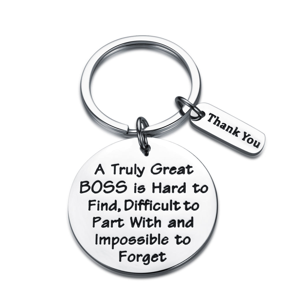 Boss Appreciation Gift Keychain for Supervisor Leader Manager Thank You Mentor Retirement Leaving Birthday Christmas Gifts Goodbye Leaving Gift Keyring for Coworker Colleague Women Men