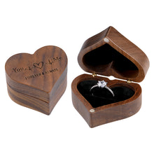 Load image into Gallery viewer, Heart Shaped Wooden Ring Box Magnetic Jewelry Chest Ring Bearer Velvet Soft Interior Gift for Proposal Engagement Anniversary Wedding Ceremony Exchanging Rings Ring Holder Valentines Day Birthday Gift
